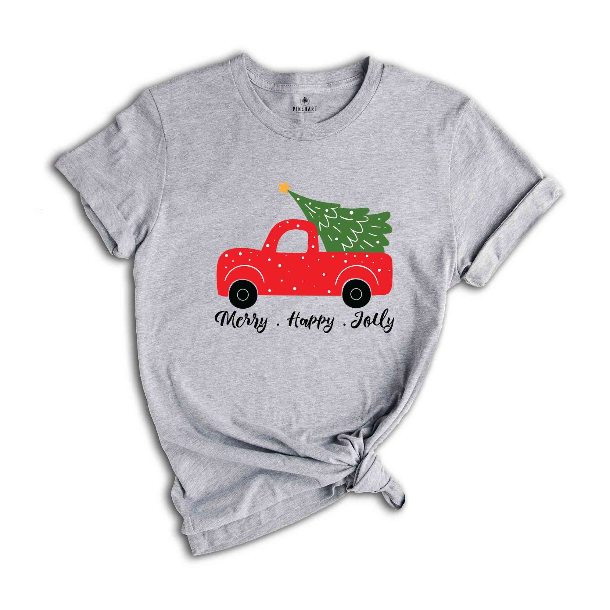 Merry Happy Jolly Shirt, Christmas Tree Shirt, Christmas Shirt, Winter Shirt, Christmas Gift, Cozy Christmas Shirt, Holiday Shirt, Truck Tee