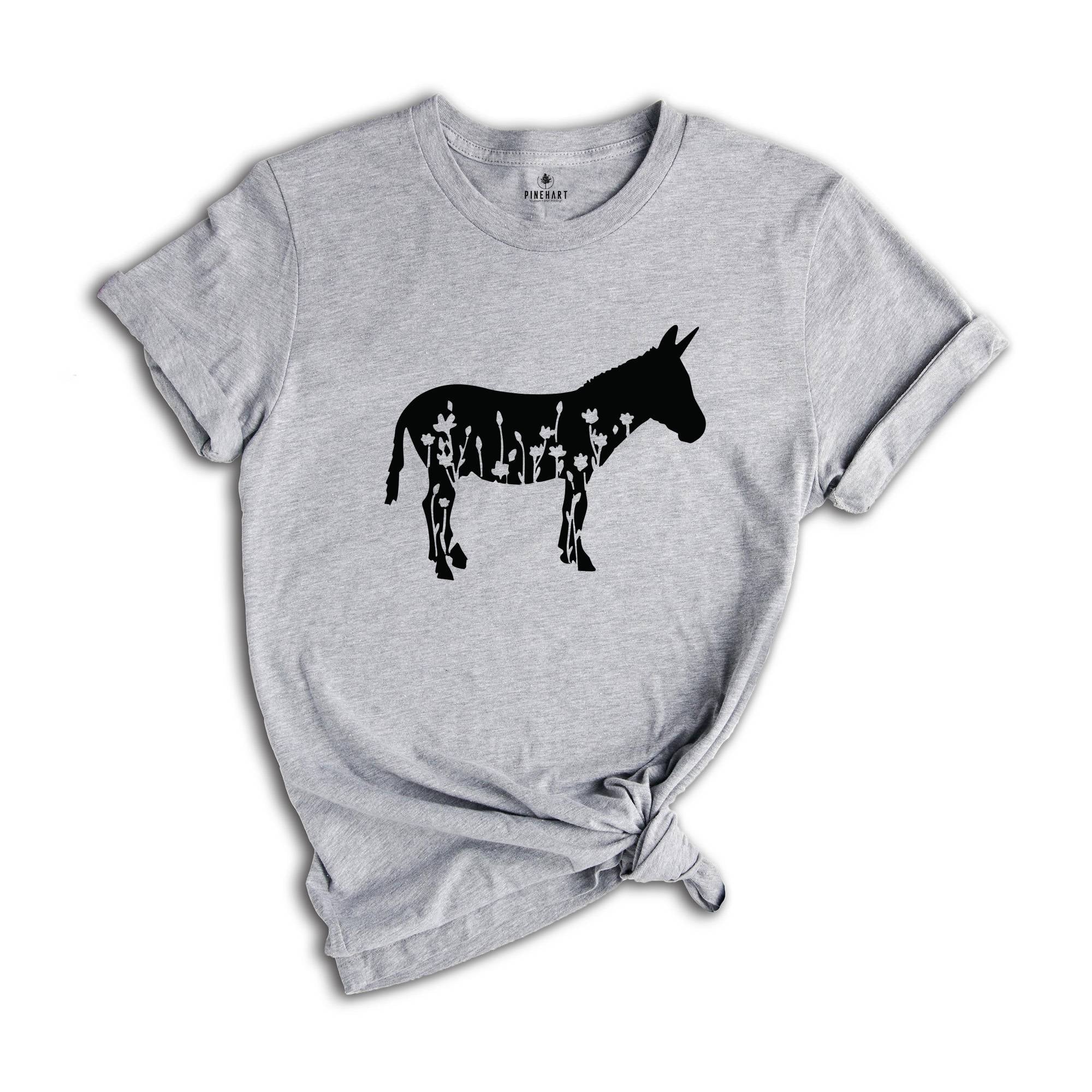 Floral Donkey Shirt, Donkey Shirt, Farm Shirt, Donkey Lover Shirt, Cute Donkey Shirt, Farm Tees, Donkey Lover Gift, Farmer Shirt