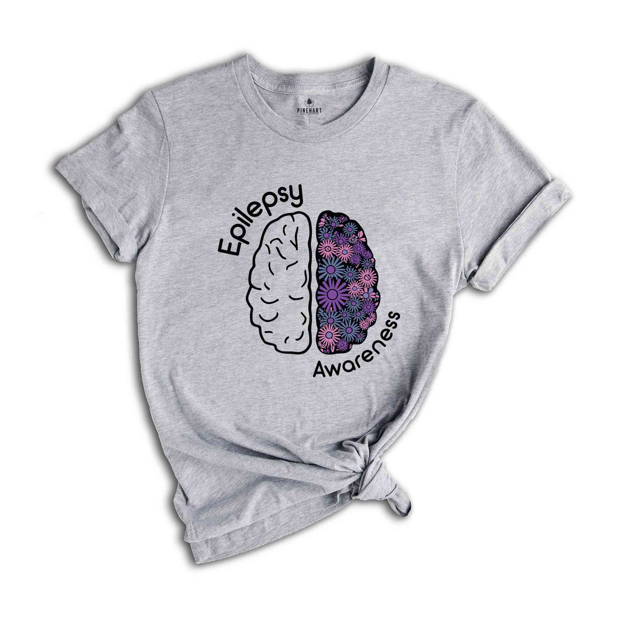 Epilepsy Awareness Shirt, Brain Shirt, Floral Brain Shirt, Epilepsy Gift, Motivational Shirt, Epilepsy Mom Shirt, Purple Ribbon Shirt