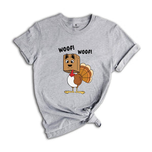 Turkey Dog Thanksgiving Shirt, Funny Turkey Shirt, Woof Turkey T-Shirt, Turkey Thanksgiving Shirt, Autumn Shirt