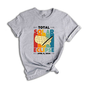 Total Solar Eclipse Shirt, April 8 2024, USA Map, Path of Totality Tee, Eclipse Event 2024 Shirt, Celestial Shirt, Gift for Eclipse Lover