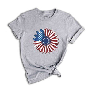 America Sunflower T-Shirt, USA Flag Flower T-Shirt, Gift For American, Freedom T-Shirt, Independence Shirt