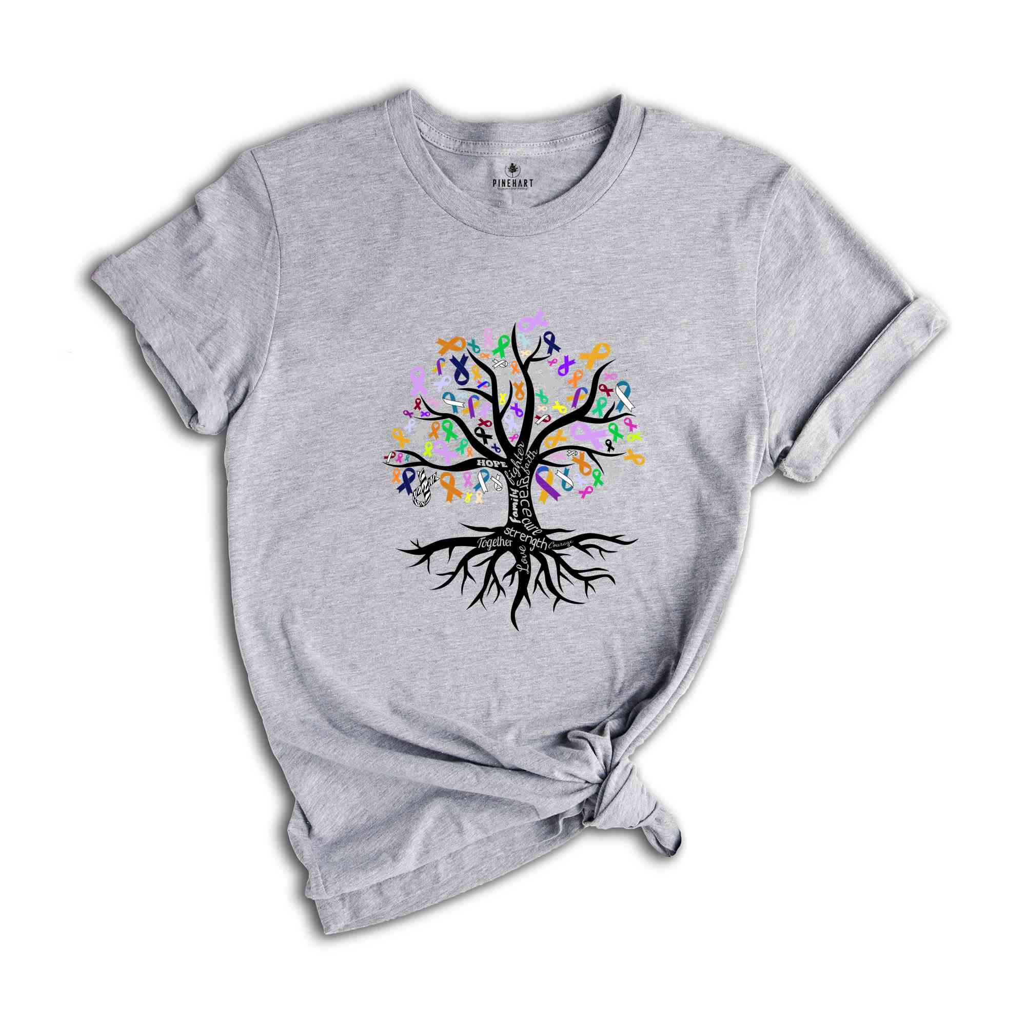 Fight Cancer In All Colors Tree Shirt, Cancer Awareness Shirt, Cancer Ribbon Gift, Cancer Survivor Gift, Cancer Warrior Shirt