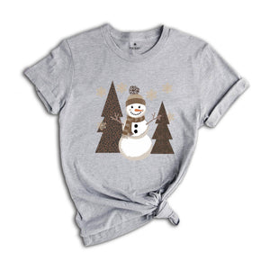 Leopard Christmas Snowman Shirt, Winter Cozy Shirt, Leopard Snowman Shirt, Christmas Shirt, Holiday Shirt, Christmas Mom Shirt