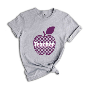 Teacher Apple Shirt, Checkered Teacher Shirt, School Teacher Shirt, Back To School Shirt, Teacher Shirt, Primary Teacher Shirt