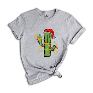 Cute Christmas Cactus Lights T-Shirt, Cactus Christmas Tree Tee, Christmas Reunion Shirt, Christmas Costume, Gardener Tee