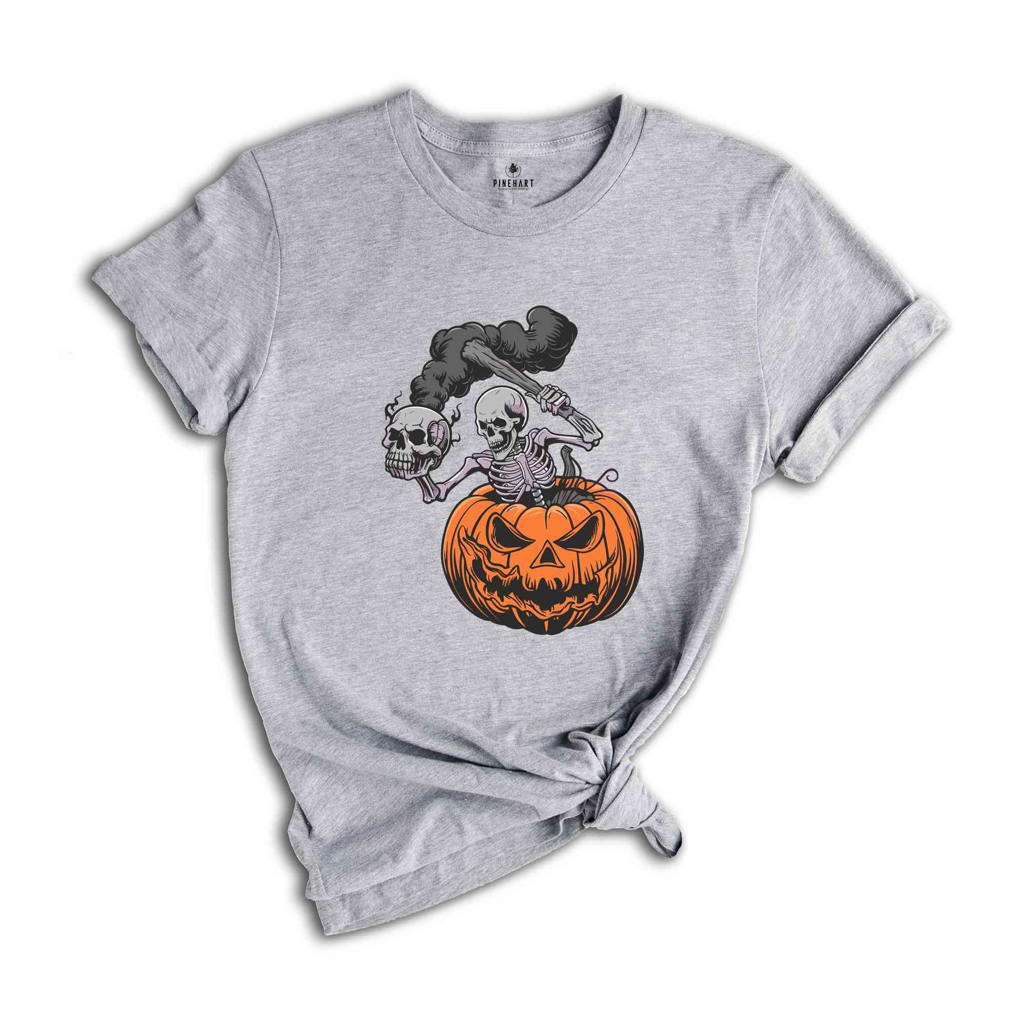 Skeleton Pumpkin Halloween Shirt, Skeleton Skull Smoke Shirt, Ghost Shirt, Spooky Season, Skull Lover Shirt, Halloween Party Shirt