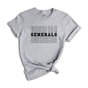 Team Mascot Shirt, Generals Team Shirt, Generals Football Shirt, Generals Fan Shirt, Generals School Shirt, Generals School Spirit