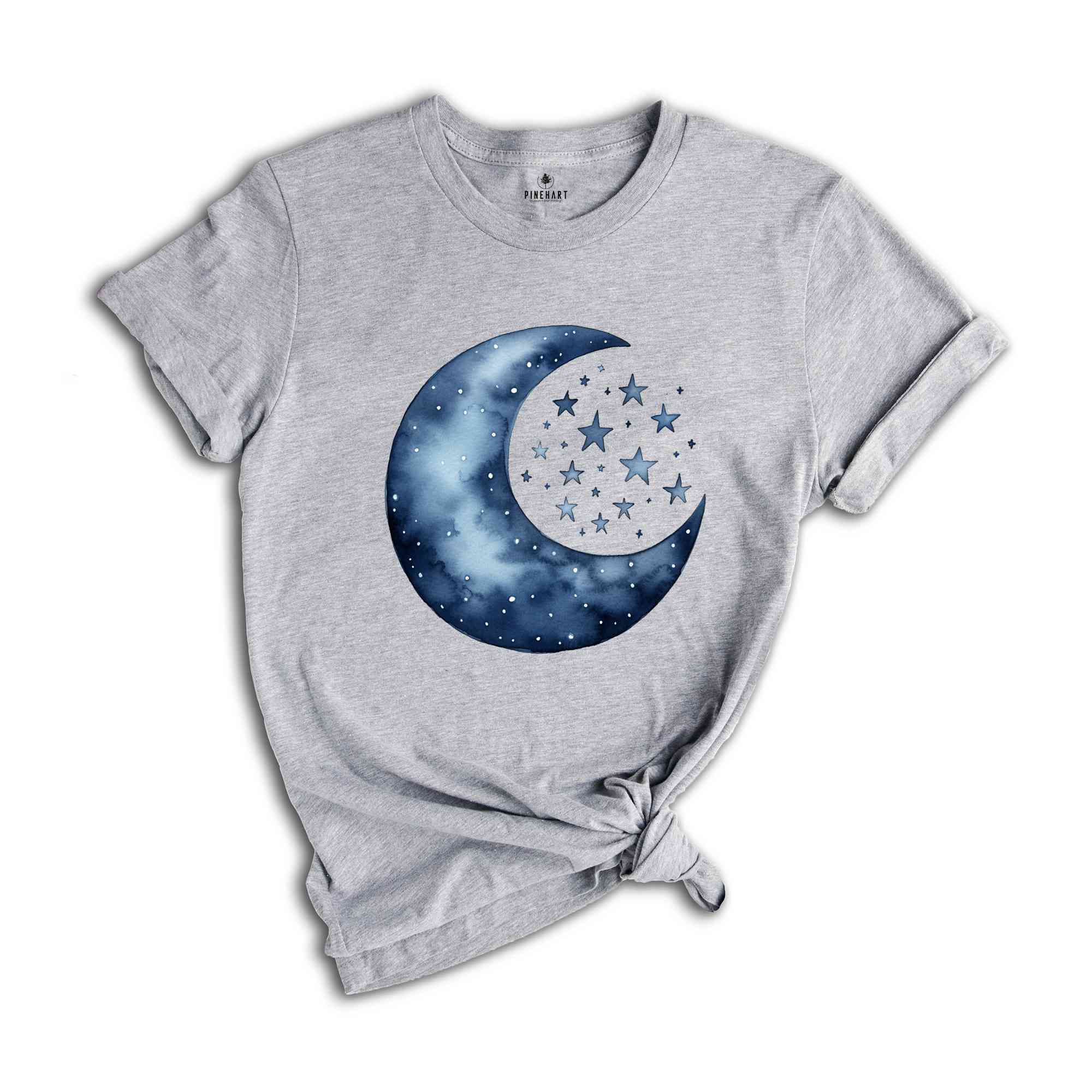 Moon and Stars Shirt, Boho Summer Shirt, Spring Break Tee, Celestial Shirt, Spiritual Shirt, Aesthetic Moon Shirt