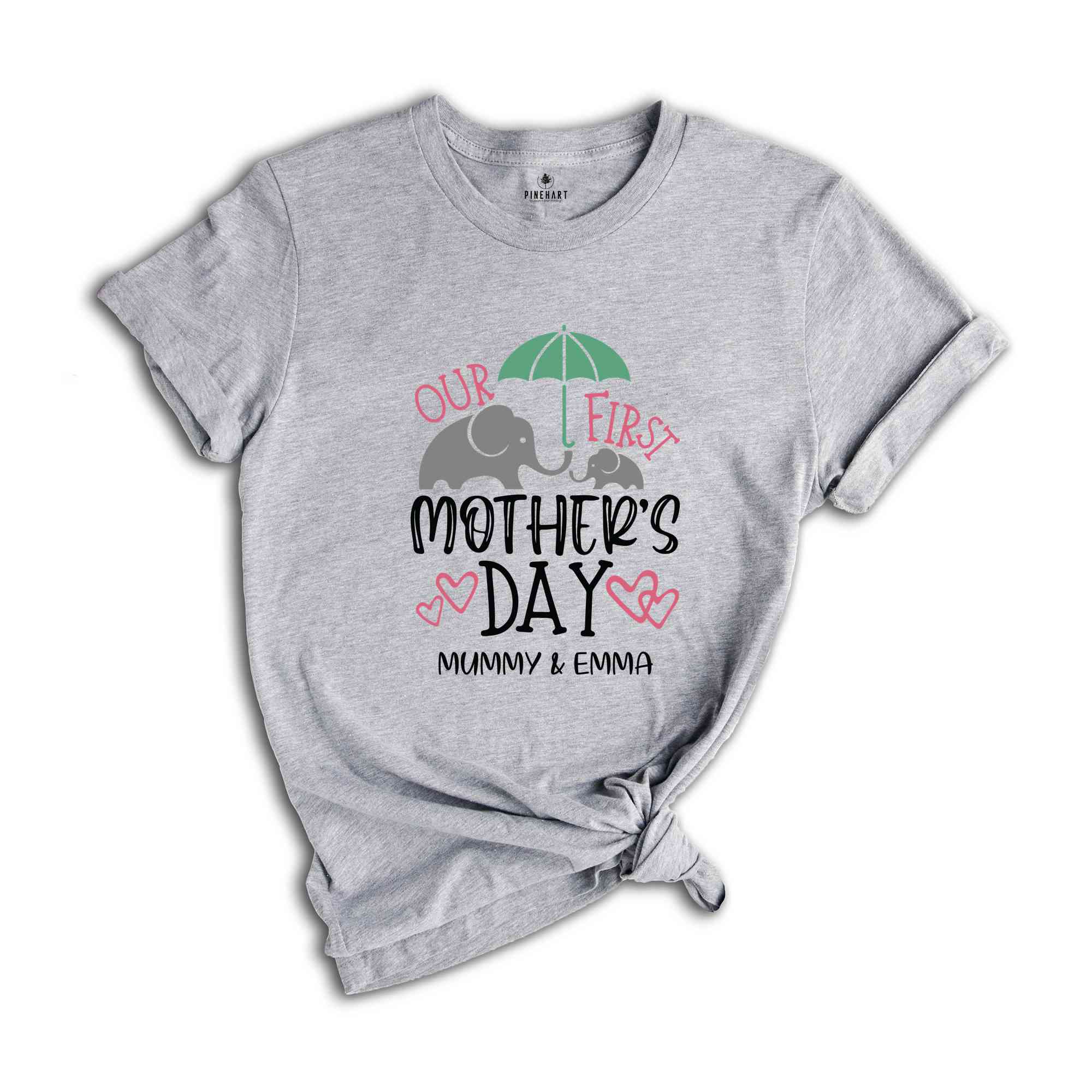 Custom Matching Our First Mother's Day T-Shirt, Cute Mummy And Baby Personalized Shirt, Mother's Day T-Shirt