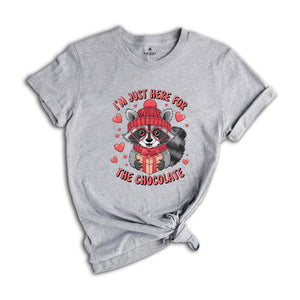 I'm Just Here For The Chocolate Shirt, Funny Racoon Valentines Day Shirt, Single Valentines Day Shirt, Valentines Day Shirt, Raccoon Shirt