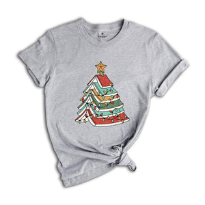 Christmas Books Tree Shirt, Bookish Christmas Shirt, Teacher Christmas Tee, Christmas Book Lover Shirt, Holiday Teacher Gifts