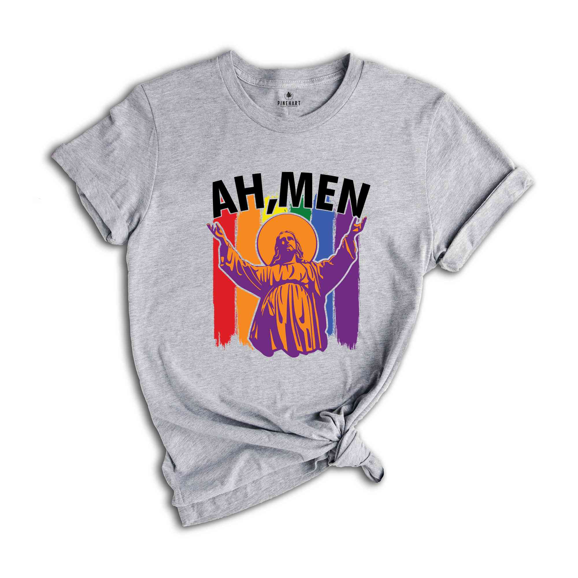 Funny LGBT Jesus Shirt, Ah Men Shirt, Pride Jesus Shirt, Faith Shirt, Religious Shirt, Pride Ally Shirt, LGBTQ Pride Shirt, Rainbow Shirt