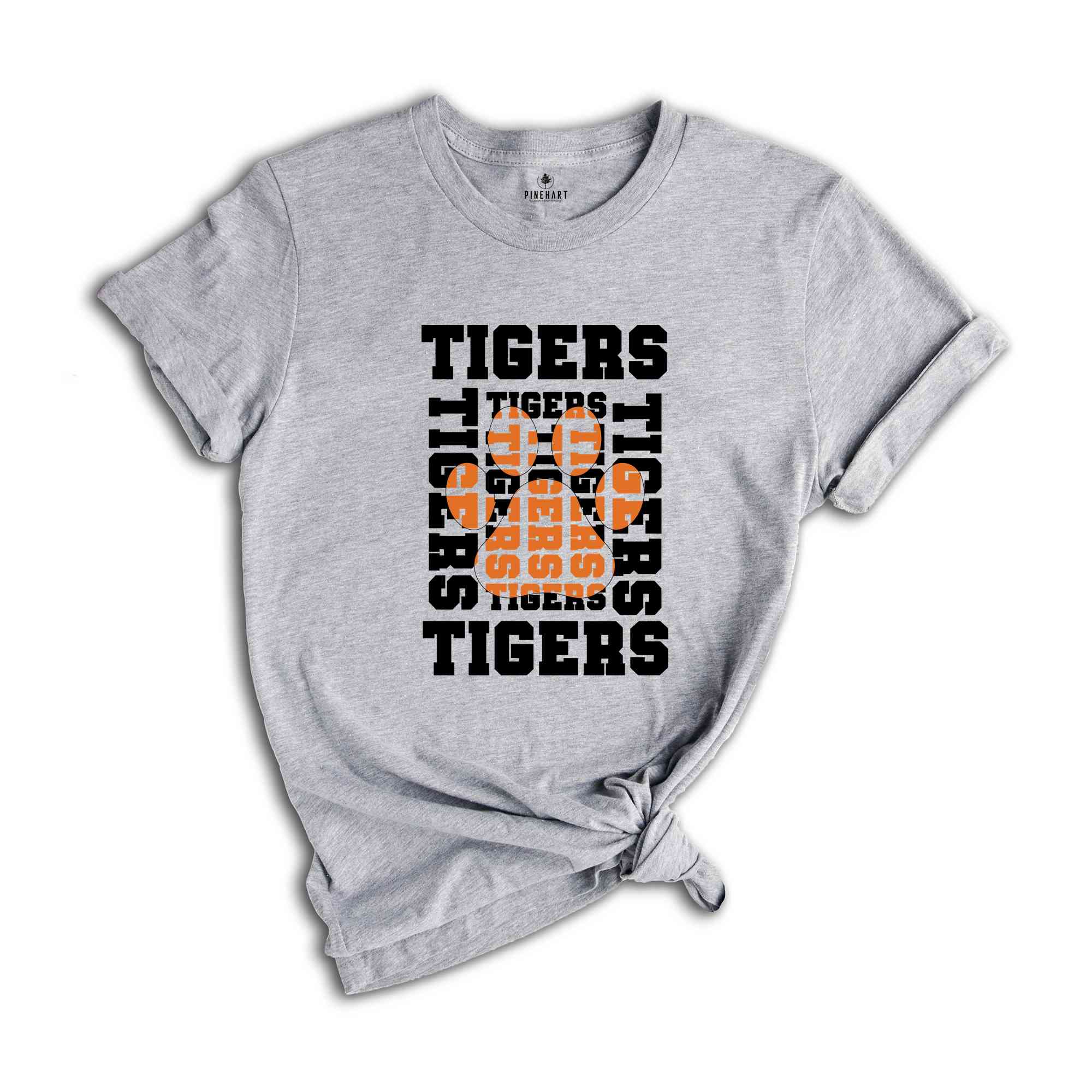 Stacked Tigers Paw, Tigers Mascot Shirt, Tigers Lover Shirt, Tigers Cheer Tee, School Spirit Shirt, Tigers School Team Shirt,