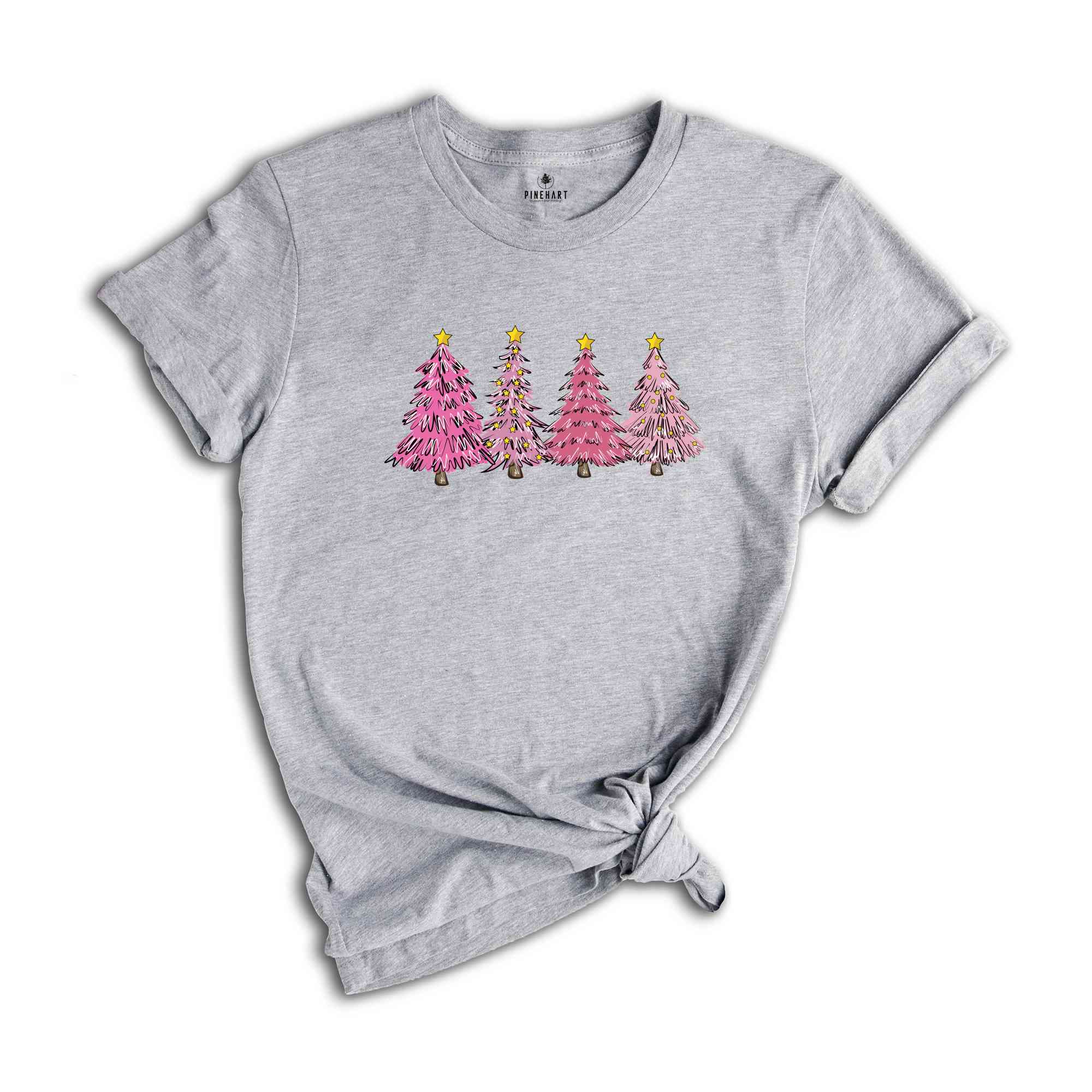 Pink Christmas Tree Shirt, Xmas Trees Shirt, Gift for Christmas, Cute Christmas Shirt, Christmas Party Tee