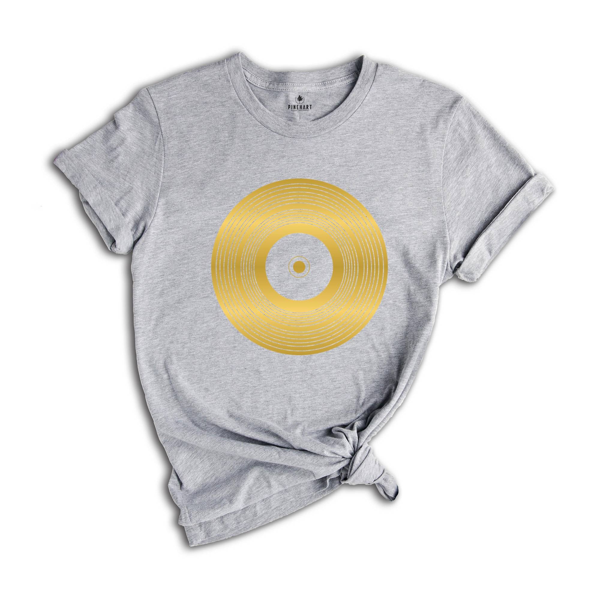 Gold Vinyl Record Shirt, Music Lover Shirt, Men Music Shirt, LP Record Shirt, Record Collector Shirt, DJ Music Shirt, Teacher Shirt