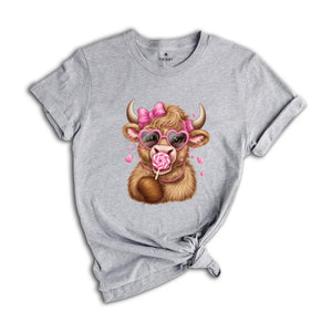 Valentine's Highland Cow Shirt, Howdy Valentine Coquette Shirt, Valentines Shirt, Valentine's Day Shirt, Bow Cow Shirt, Cow Shirt