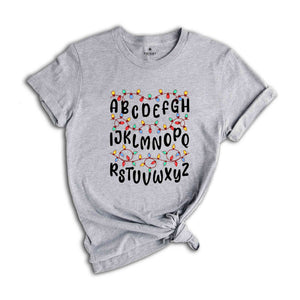 Christmas Alphabet Doodle Teacher T-Shirt, Teaching Shirt, Christmas Teacher Gift, Christmas Alphabet Tee, Christmas Student Gift