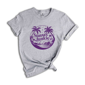 Sunset Junkie Shirt, Beach Vibes Tee, Floral Shirt, Summer Vibes Shirt, Beach Sunset Shirt, Gift For Her