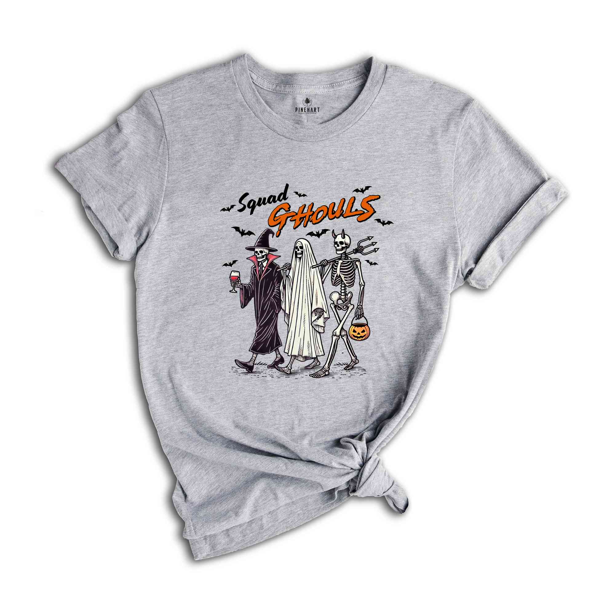 Squad Ghouls Shirt, Funny Halloween Shirt, Spooky Season Shirt, Horror Shirt, Pumpkin Head Shirt, Halloween Gift, Halloween Skeleton Tee