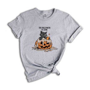 This Halloween I'm Done Shirt, Cute Ghost Black Cats Halloween Shirt, Halloween Shirt, Spooky Season, Cat Lover Gift