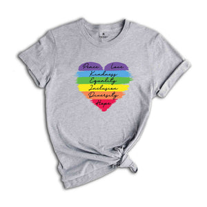 Peace Love Kindness Equality Inclusion Diversity Hope Shirt, Heart Shirt, Love Is Love Shirt, LGBT Shirt, Rainbow Shirt, Transgender Shirt