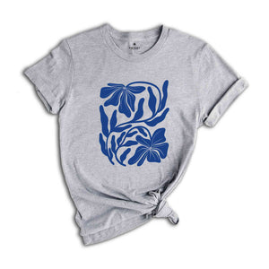 Blue Flower Shirt, Floral Shirt, Mothers Day Gift Shirt, Gardener T-shirt, Flowers Gift, Botanical Shirt