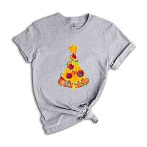 Cheesy Pizza Christmas Tree T-Shirt, Holiday Pizza Tree Shirt, Christmas Vibes Tee, Holiday Pizza Slice Shirt, Pizza Lover Gift