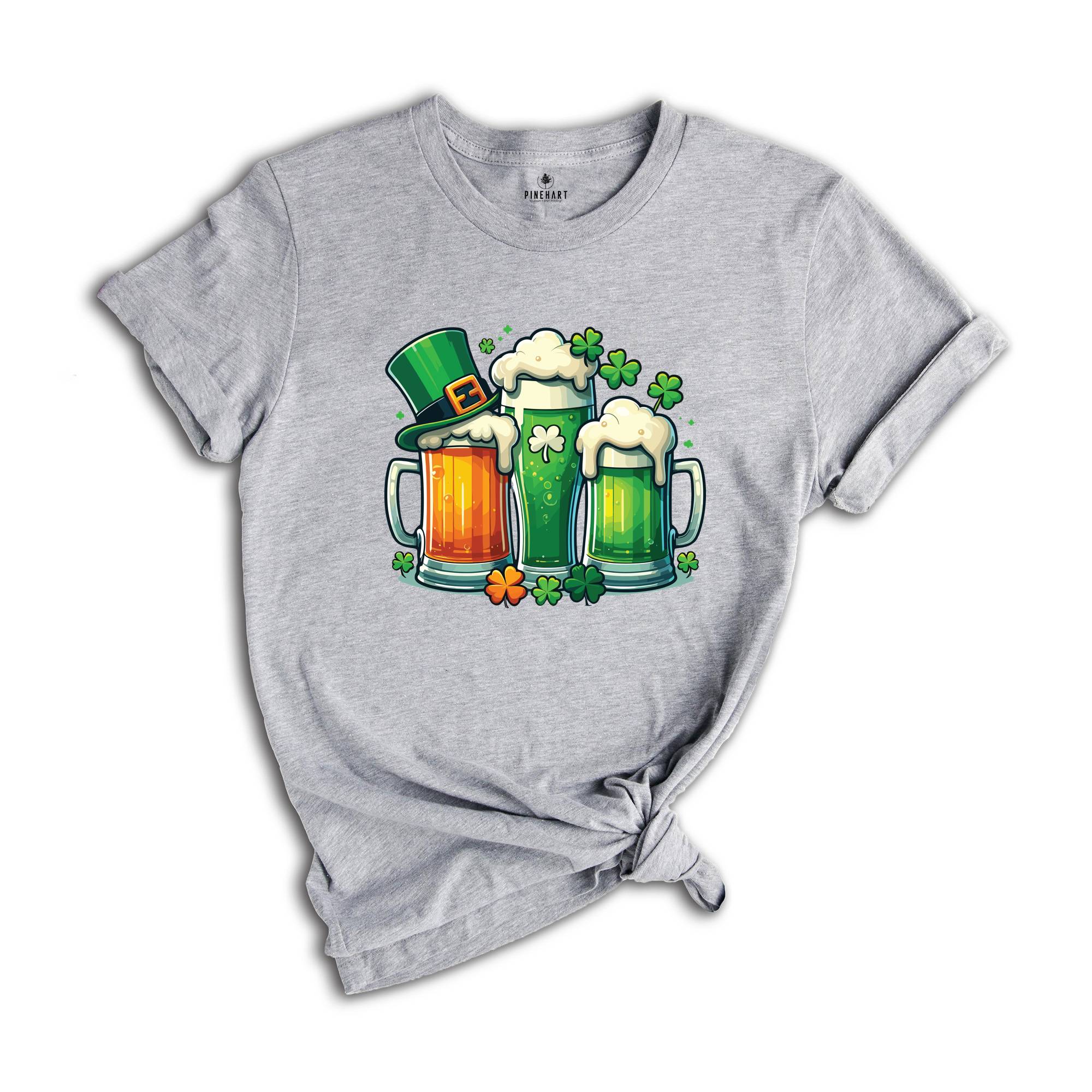 Irish Beer St. Patrick's Day Shirt, Paddy's Day Drinking Shirt, Shamrock Shirt, Ireland Flag Shirt, Beer Lover Shirt, Shamrock Beer Shirt