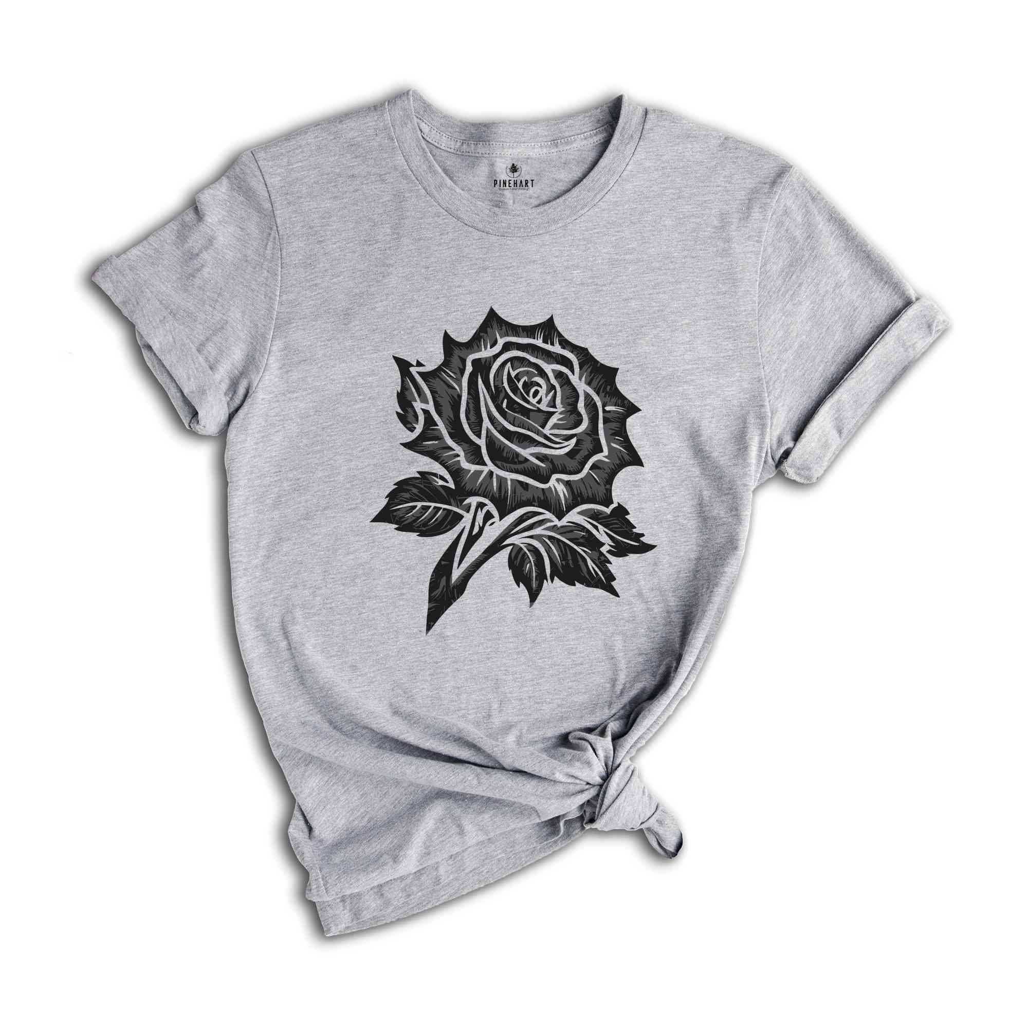 Aesthetic Rose Shirt, Black Rose Shirt, Comfort Colors Tshirt, Floral Graphic Tee, Boho Tee,Festival Clothing