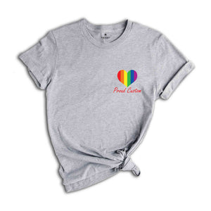 Custom Pride Flag Heart Shirt, Personalized Proud Shirt, LGBTQ Pride Shirt, Pide Month Shirt, Rainbow Flag Tee