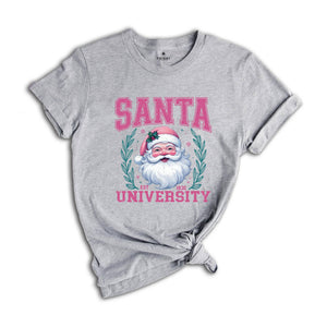 Santa University Shirt, Pink Christmas Shirt, Santa Face Shirt, Cute Christmas Shirt, Women's Christmas Shirt, Christmas Gift, Xmas Tee