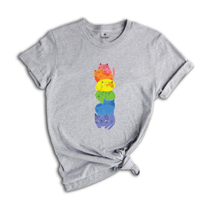 Purride Cat Shirt, LGBT Flag Shirt, Gay Pride Shirt, LGBTQ Shirt, Embroidery Rainbow Cat Shirt, Gay Shirt, Queer Cat Shirt