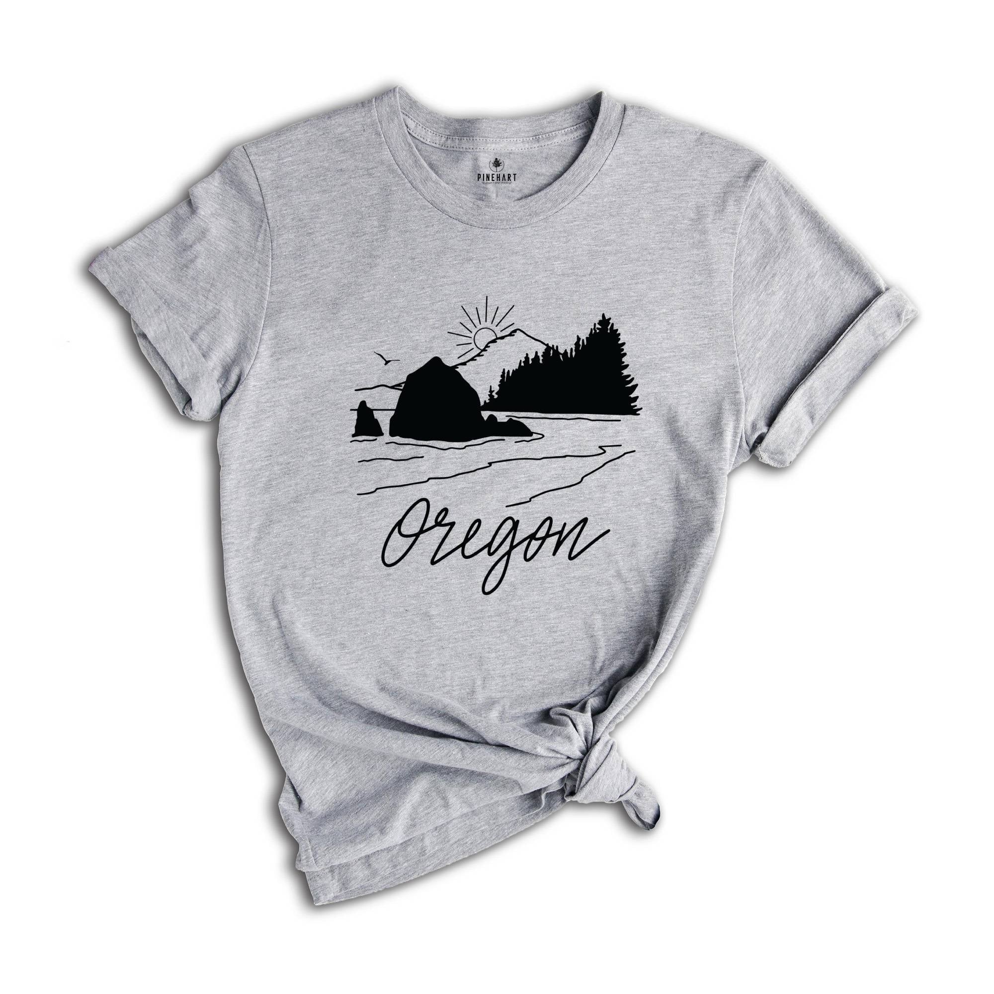 Oregon Mountain Sunset Shirt, Oregon State Shirt, Sun and Trees, Oregon State Shirt, Portland Oregon Shirt, Travel Shirt, Oregon Gift Shirts