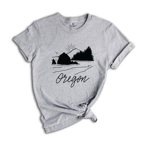 Oregon Mountain Sunset Shirt, Oregon State Shirt, Sun and Trees, Oregon State Shirt, Portland Oregon Shirt, Travel Shirt, Oregon Gift Shirts