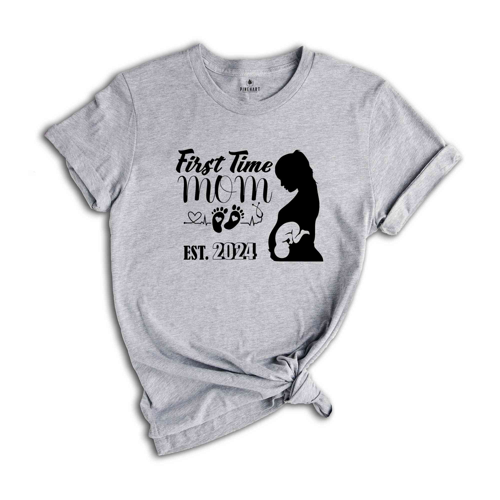 First Time Mom Est 2024 Shirt, New Mom Mother's Day Gift, Pregnancy Reveal Shirt, Baby Shower Gift, Expecting Mom Tee