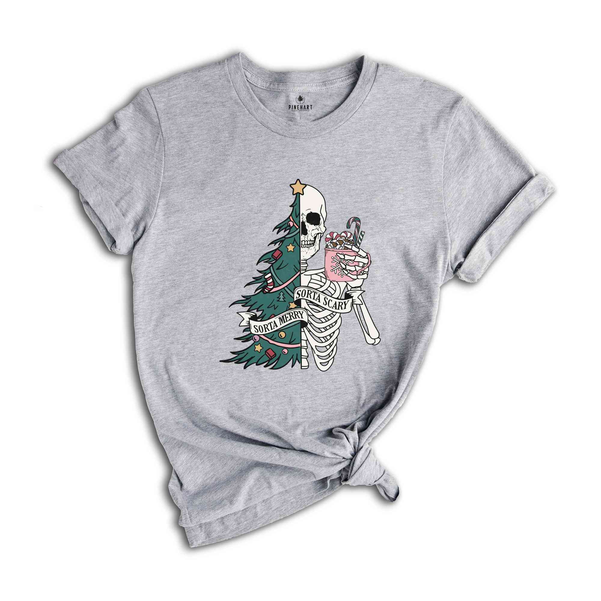 Sorta Merry Sorta Scary Shirt, Christmas Skeleton Shirt, Christmas Shirt, Christmas Gifts, Christmas Tree Sweater