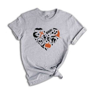 Love Halloween Shirt, Heart Halloween Shirt, Spooky Halloween Shirt, Cool Halloween Party Shirt, Cute Halloween Shirt, Halloween Lover Shirt