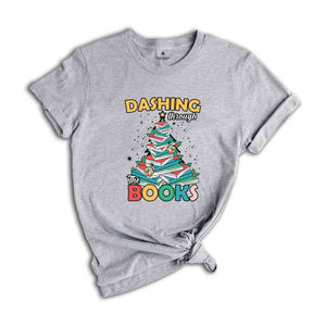 Dashing Through Books Shirt, Reading Christmas Shirt, Christmas Tree Shirt, Bookworm Shirt, Christmas Gift, Librarian Christmas Shirt,