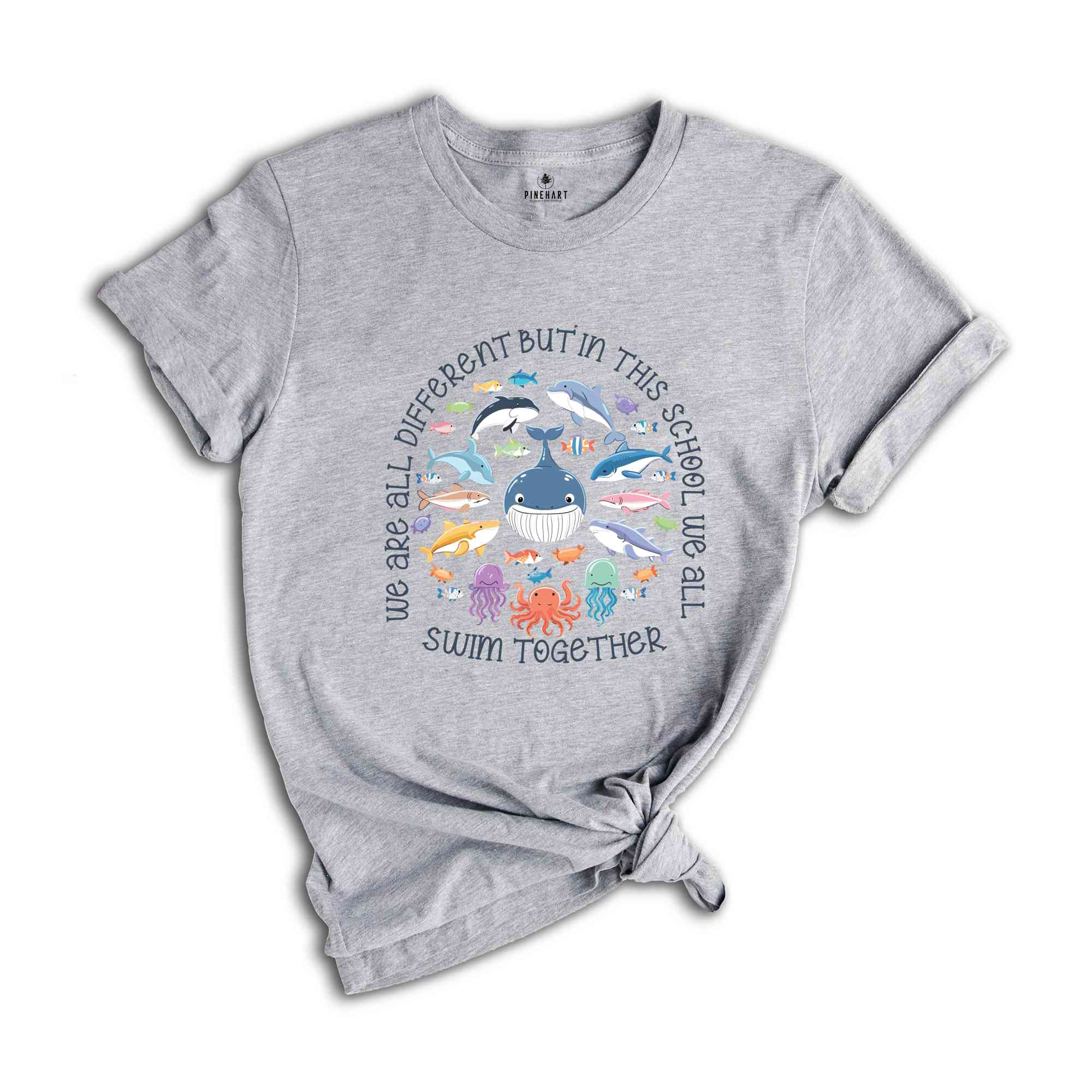 We Are Different But In This School We All Swim Together Shirt, Teacher Shirts, Ocean Animal Outfit, Animal Tee