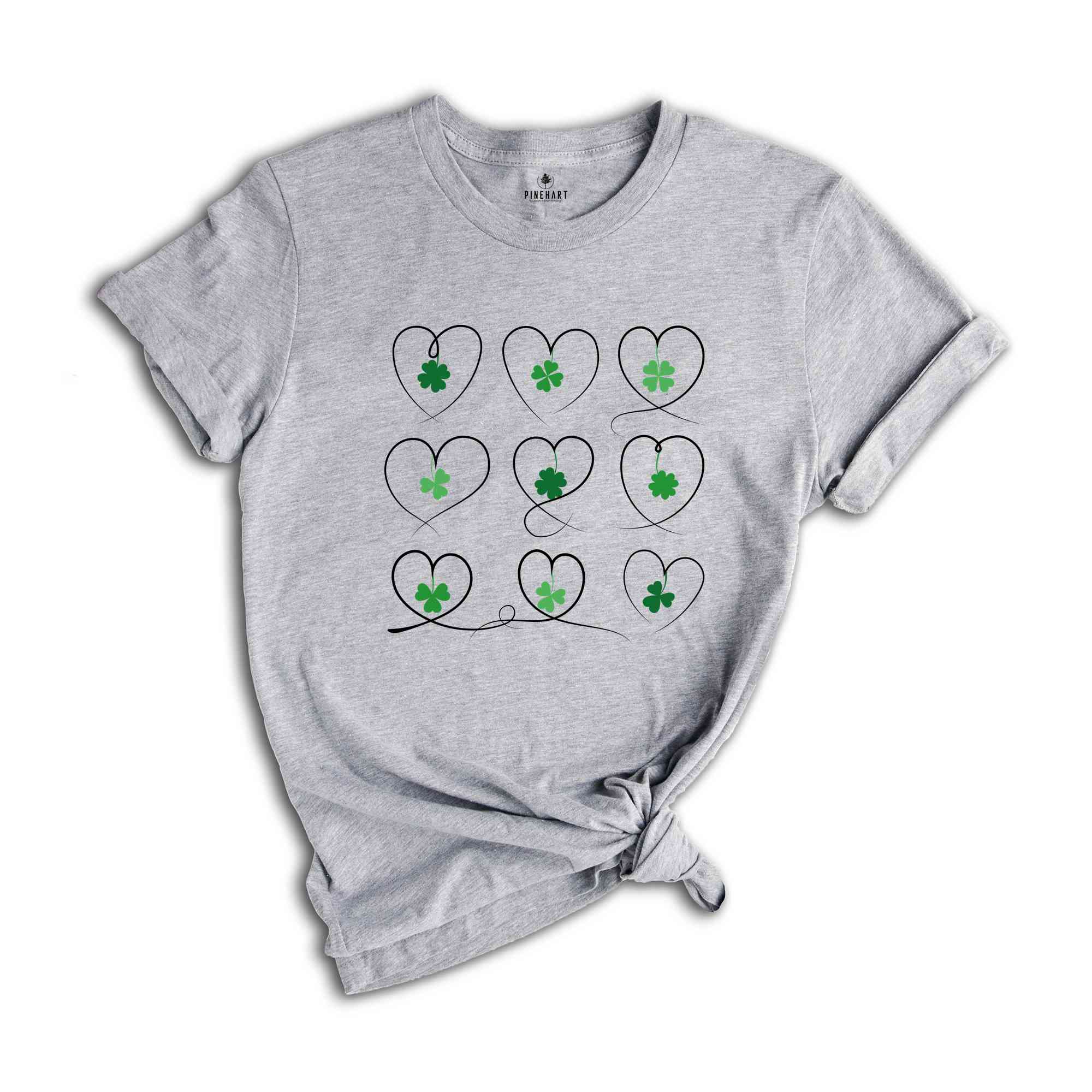 Shamrock Heart St Patrick's Day T-Shirt, Shamrock Tee, St Patrick's Day Gift, St Patrick's Day Tee, Shamrocks Hearts Tee, Lucky Shirt