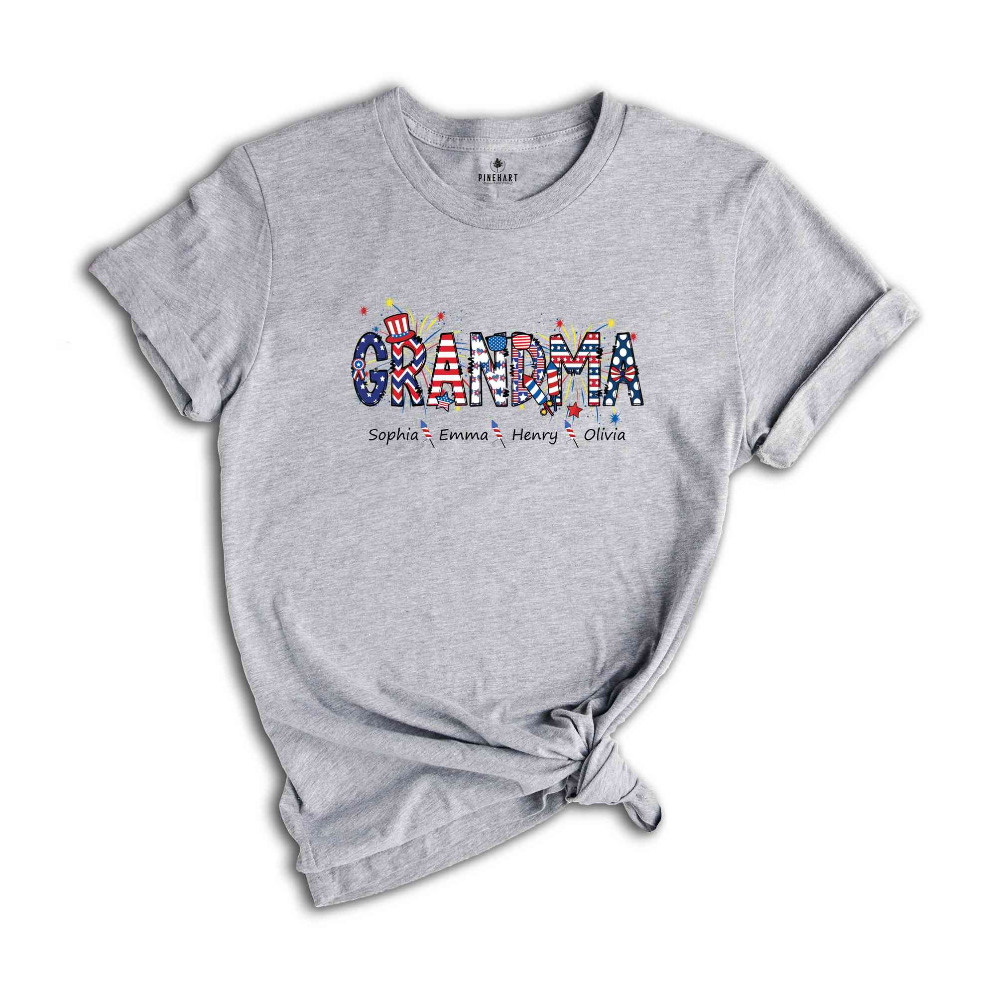 Personalized Grandma Shirt, Custom 4th Of July Nana Shirt, Patriotic 4th of July Grandma Shirt, 4th Of July Gifts