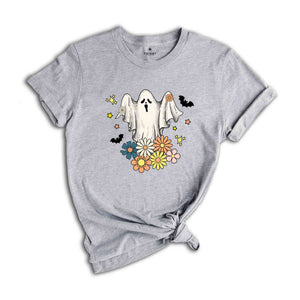 Retro Floral Ghost Halloween Shirt, Spooky Season Shirt, Halloween Party Shirt, Pumpkin Tee, Halloween Gifts