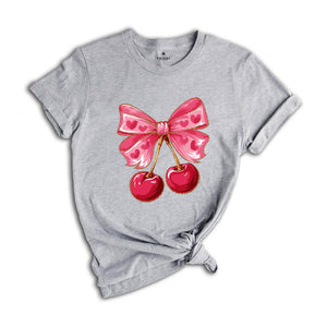 Coquette Valentine Heart Shirt, Valentine Day Shirt, Valentine Bow Shirt, Cherry Coquette core Shirt, Pink Valentine Day Shirt