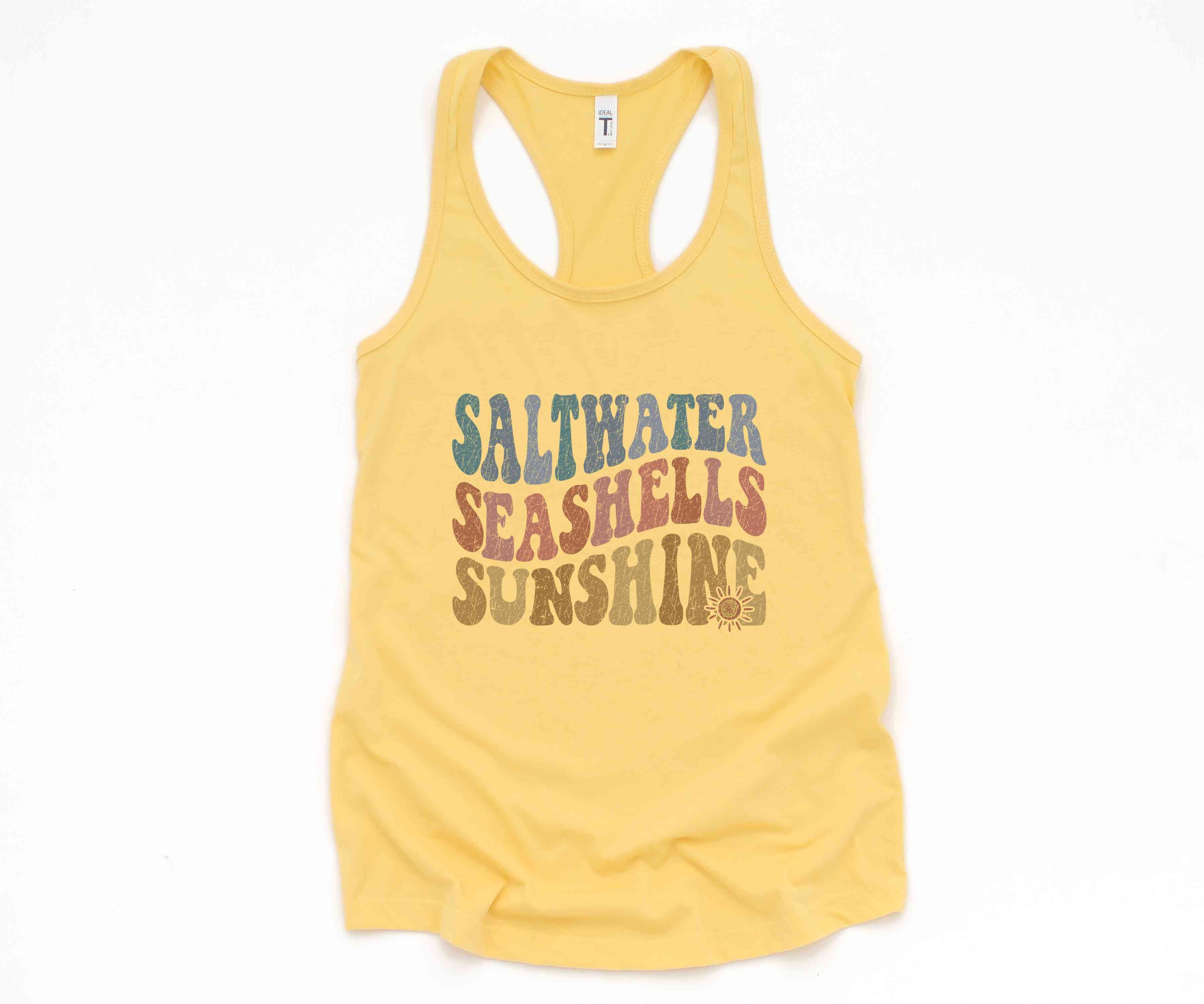 Saltwater Seashells Sunshine Tank Top, Hello Summer, Travel Tee, Summer Clothing, Sunshine Shirt, Beach Top, Summer Tank Tops, Beach Vibes