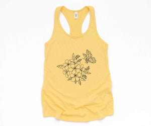 Flower And Butterfly Tank Top, Flower Tank Top, Butterfly Tank Top, Floral Tank Top, Spring Flower Tank Top, Spring Tank Top