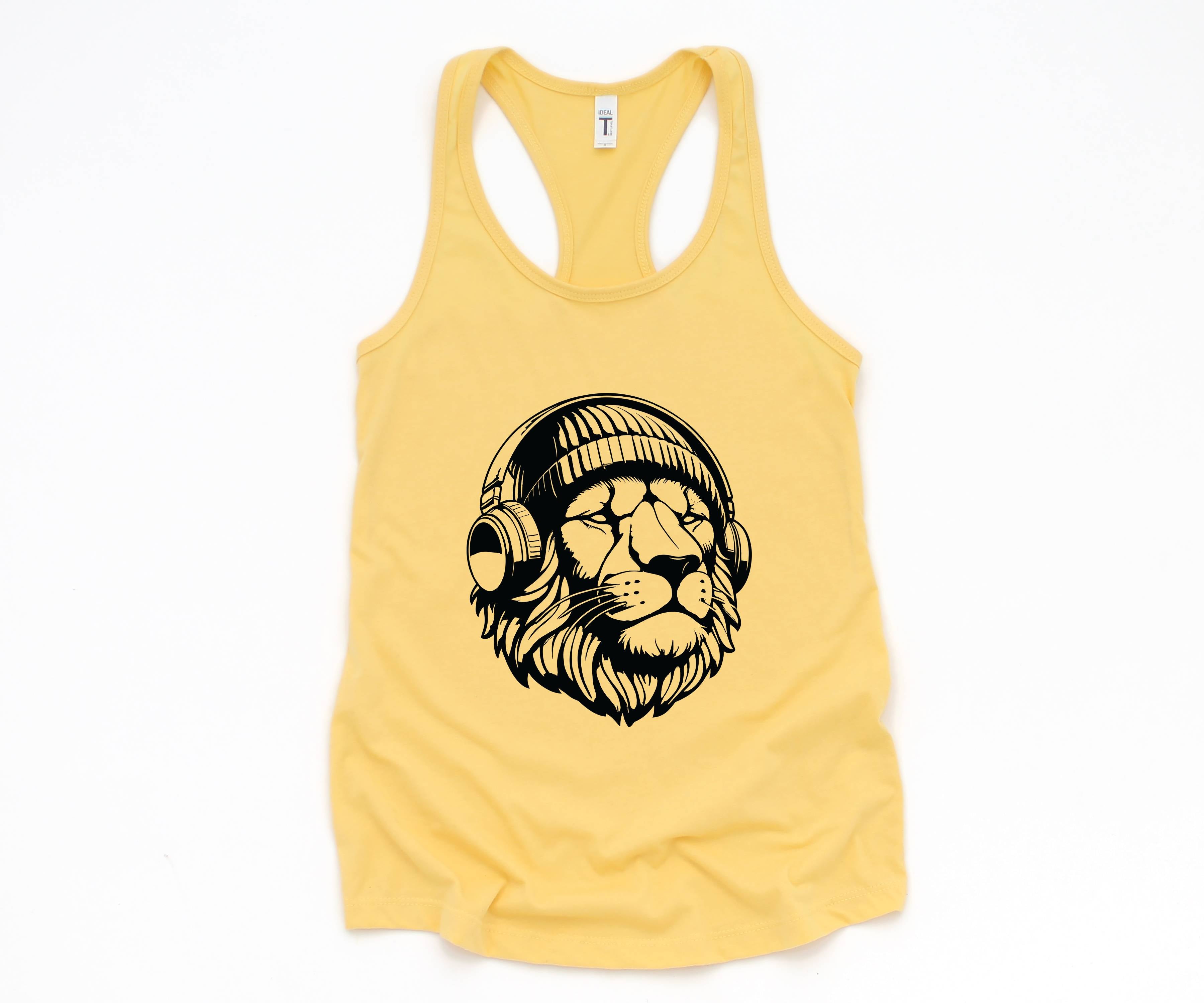 Lion Tank Top, Music Tank Top, Animals Lover Tank Top, Cute Animal Tank Top, Cat Lover Tank Top, Big Cat Tank Top, Music Cat Tank Top