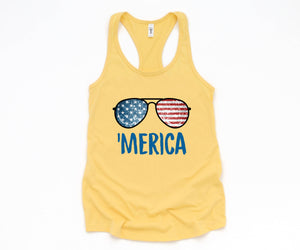 Merica Sunglasses Tank Top, July 4th Tank Top, USA Tank Top, Independence Day, 4th Of July Tank Top, Fourth Of July Outfit, Summer Tank Top