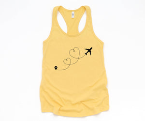 Airplane Heart Tank Top, Plane Lover Tank Top, Adventurer Tank Top, Vacation Tank Top, Travel Lover Tank Top, Destination Tank Top