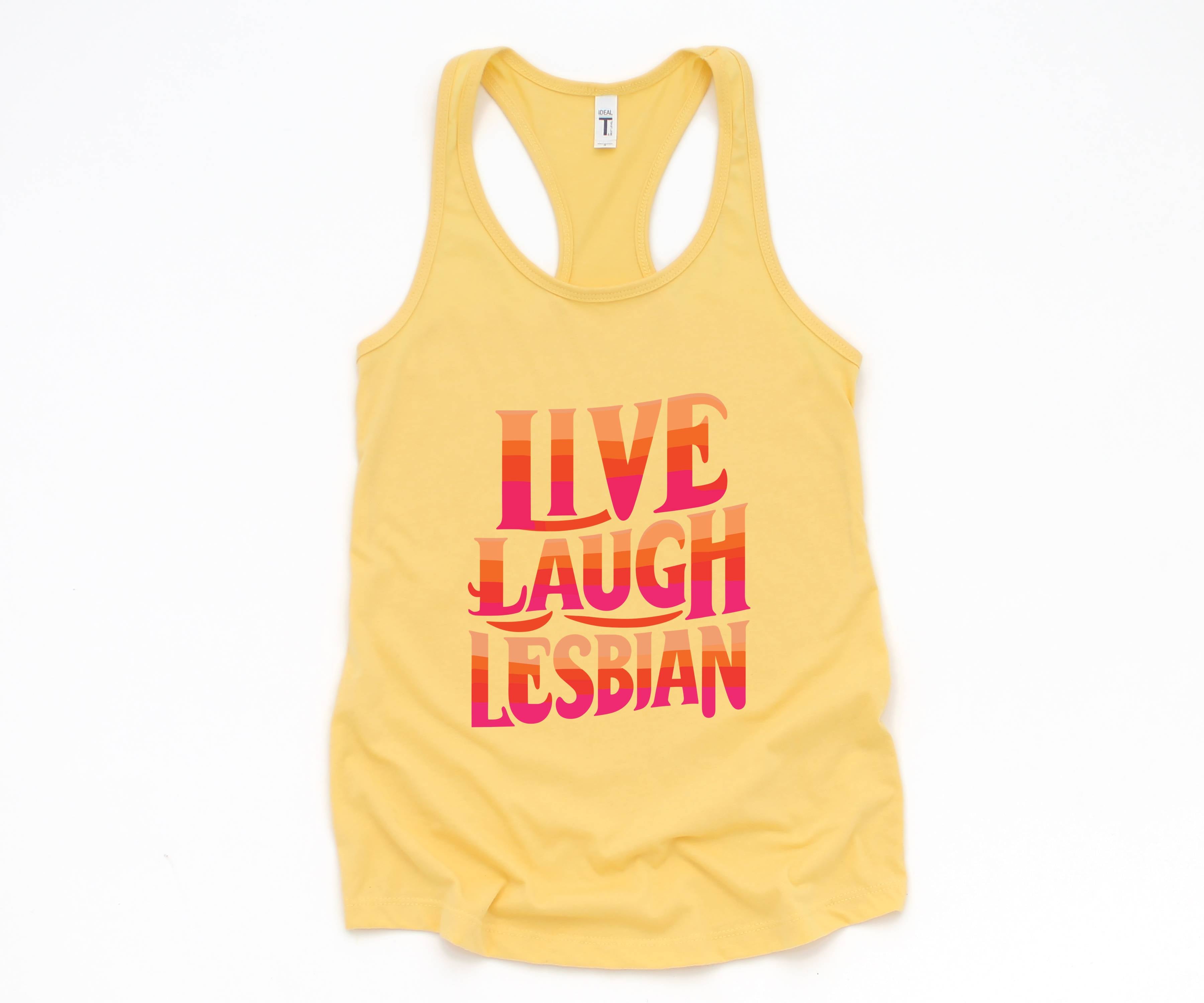 Live Laugh Lesbian Tank, LGBTQIA Pride Tank Top, Rainbow Pride Tank, Pride Month Tank Top, Lesbian Humor Tank